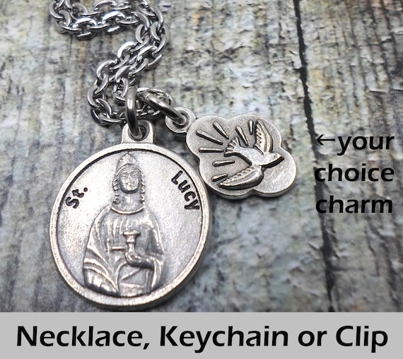 St. Lucy Patron Saint of Eye Disorders With Prayer Charm Etsy