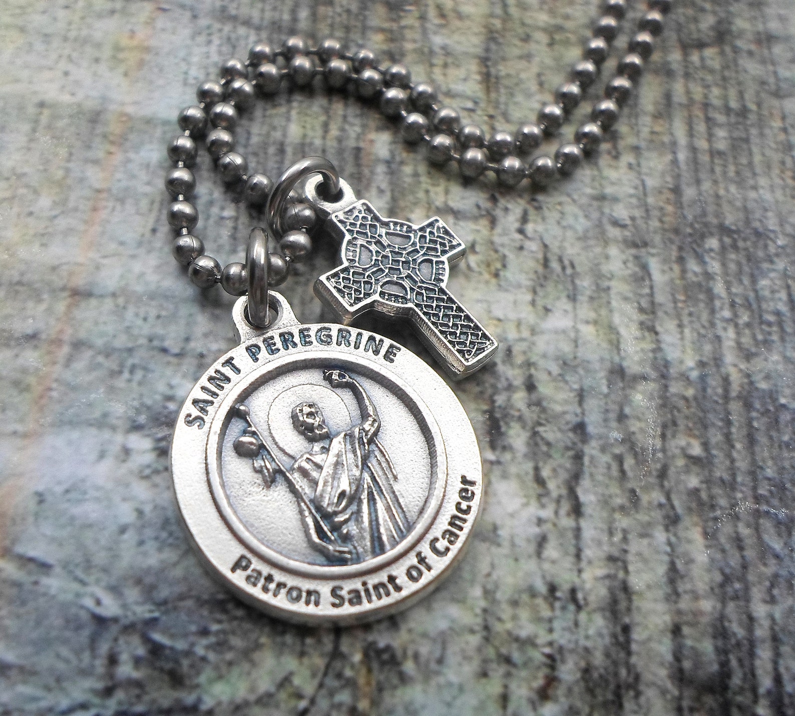 St. Peregrine Patron Saint of Cancer Charm Necklace Etsy