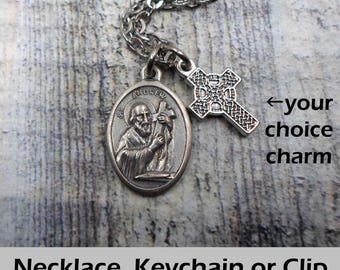 St. Andrew Patron Saint of Fishermen, Necklace, Keychain or Clip