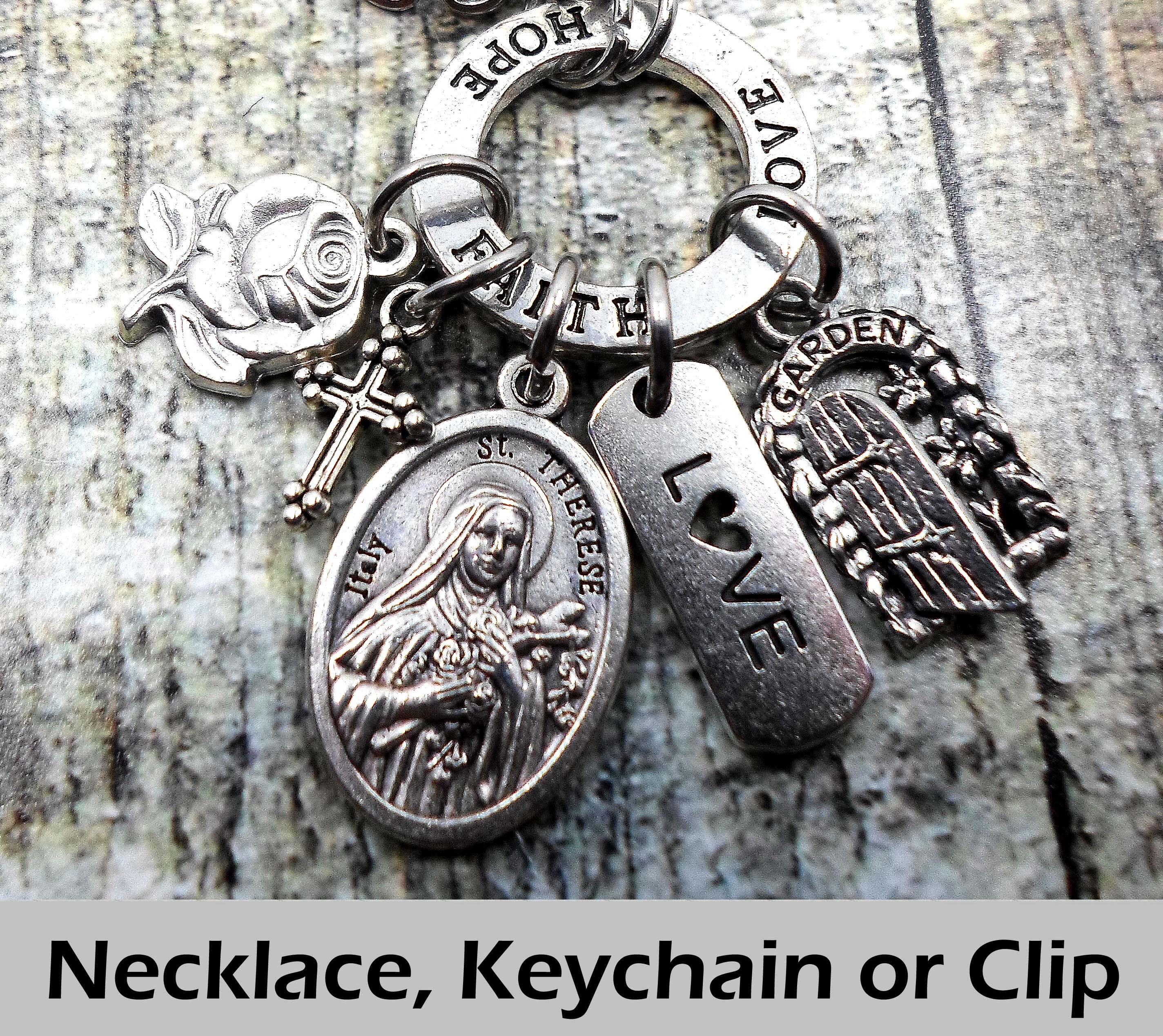 Saint Therese of Lisieux, Patron Saint of Gardens Lucky Charm Amulet2