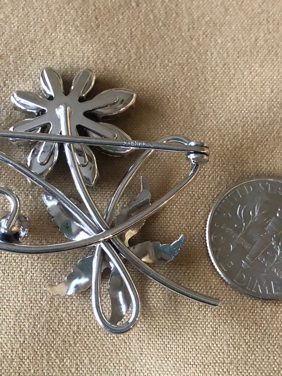 Vintage Krementz flower pin/ brooch With crystal … - image 6