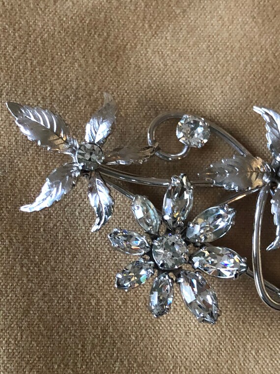 Vintage Krementz flower pin/ brooch With crystal … - image 4