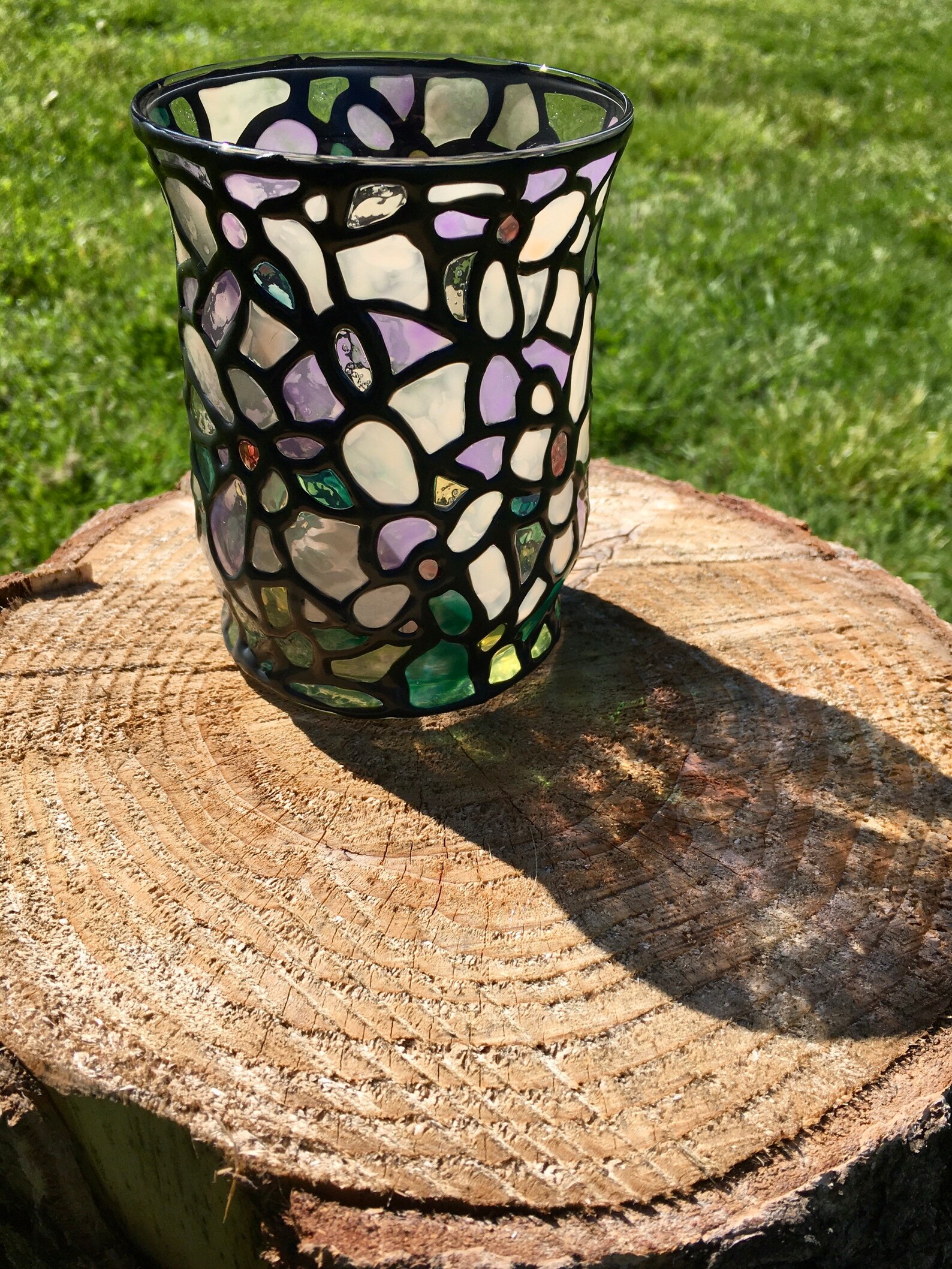 Tiffany Glass Inspired Floral Candle Holder Etsy