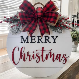 Christmas Door Hanger, Christmas Front Door Decor, Shiplap Style Christmas Door Hanger, Raised 3D Lettering