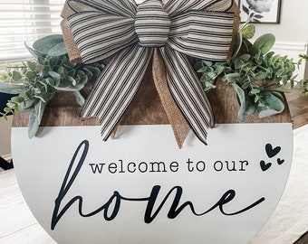 Front Door Decor, Welcome to our Home, Front Door Wreath, Housewarming Gift