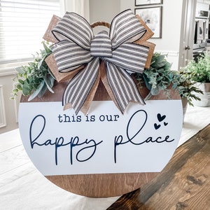 Front Door Decor, This is Our Happy Place,  Front Door Wreath, Door Hanger, Year Round Wreath, Housewarming Gift