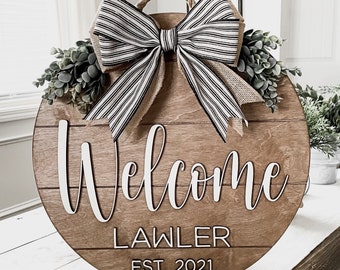 Front Door Decor, Front Door Wreath, 3D Lettering, Personalized Door Hanger, Family Name Door Hanger, Bridal Shower Gift