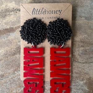 Gameday Earrings, Georgia Bulldogs Earrings, Beaded Football Earrings