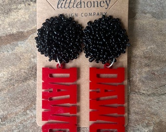 Gameday Earrings, Georgia Bulldogs Earrings, Beaded Football Earrings