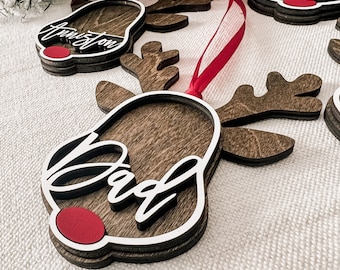 Reindeer Ornaments, Custom Name Christmas Ornaments, Personalized Christmas Ornaments, Christmas Tree Ornaments