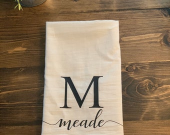 Personalized Monogrammed White Flour Sack Kitchen Towels (Set of 2)