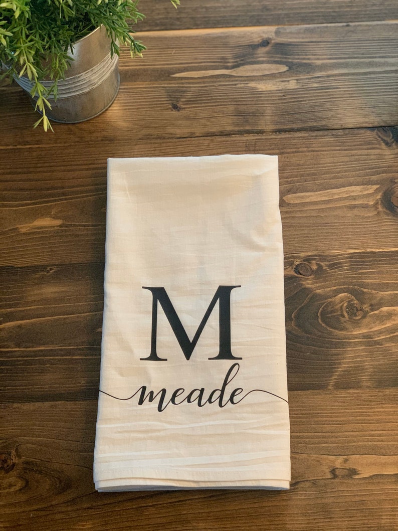 Personalized Tea Towel Personalized Dish Towel Initial Dish Etsy