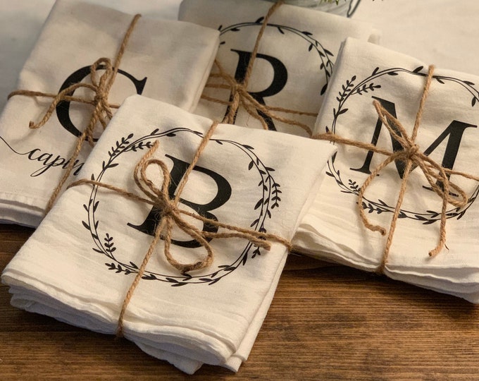 Personalized Dish Towel Initial Dish Towel Personalized Tea Etsy