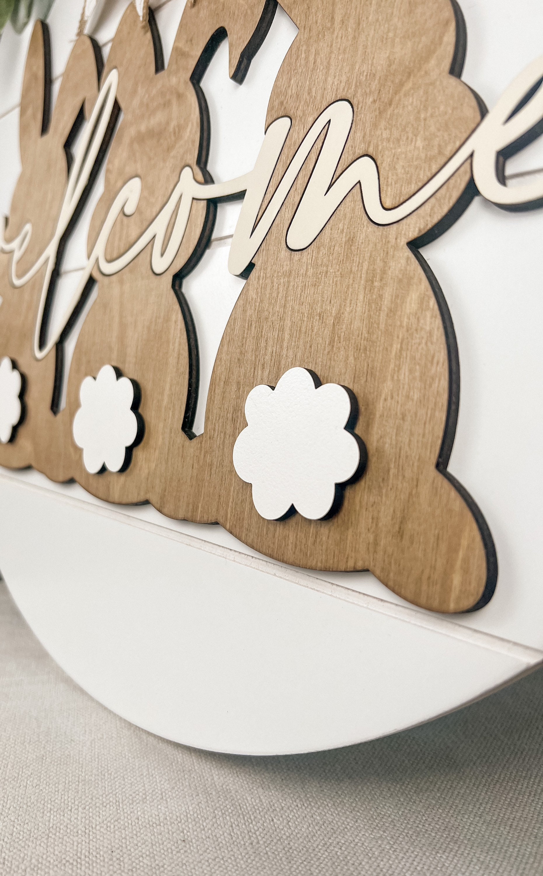 Easter Door Hanger, Easter Front Door Decor, Shiplap Bunny Door Hanger, Neutral Easter Decor