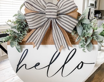 Front Door Decor, Hello Door Hanger, Front Door Wreath, Hello Wreath, Home Decor, House Warming Gift