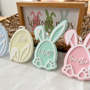 Easter Name Tags, 3D Acrylic Easter Tag, Kids Easter Name Tag, Custom Easter Tag