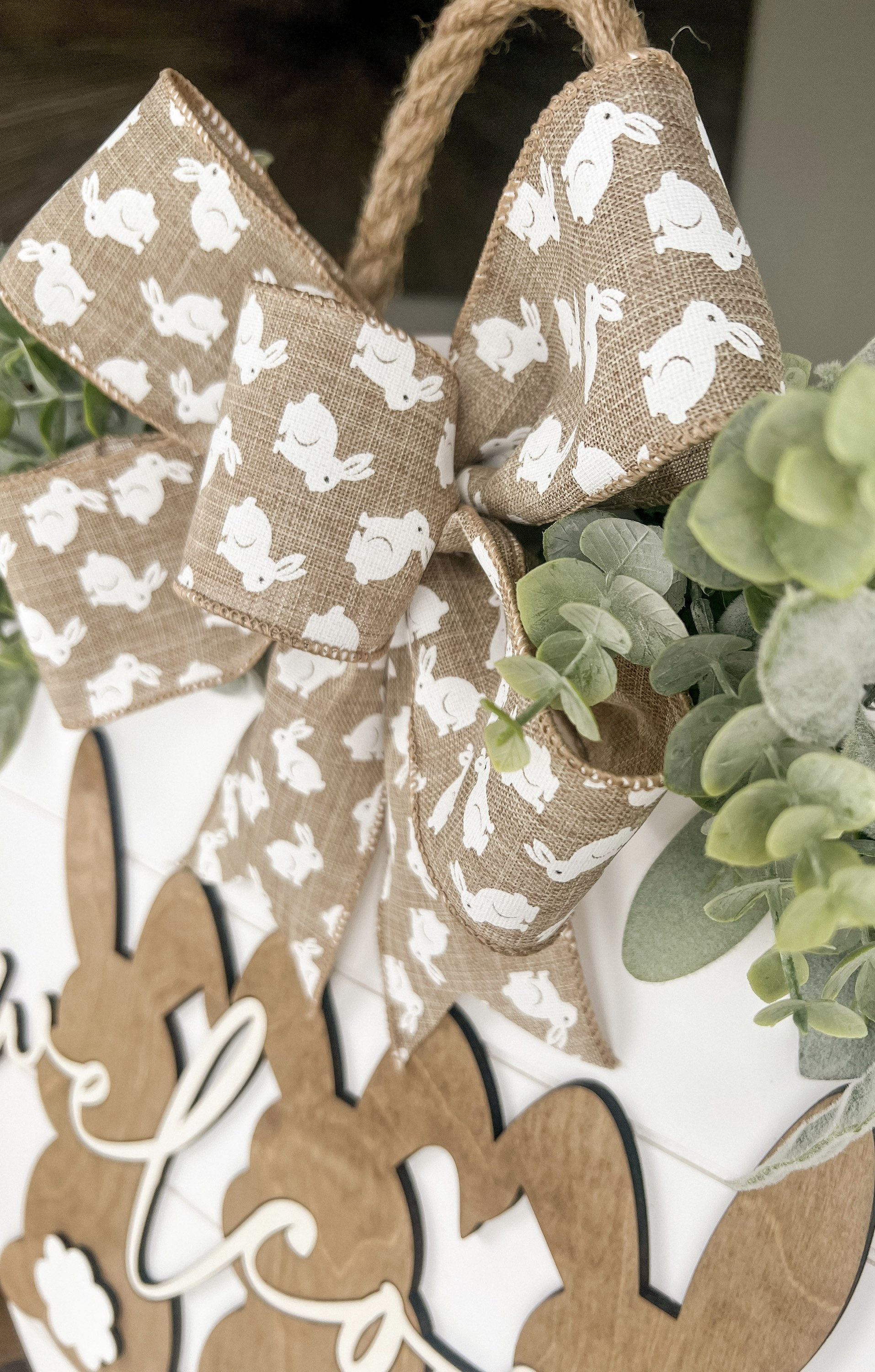 Easter Door Hanger, Easter Front Door Decor, Shiplap Bunny Door Hanger, Neutral Easter Decor