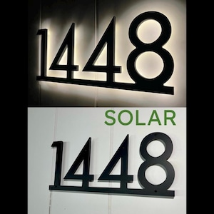 Solar Powered LED BackLit House Number, Light up House Numbers, Address Sign. Mailbox. Cottage. Elegant glow.