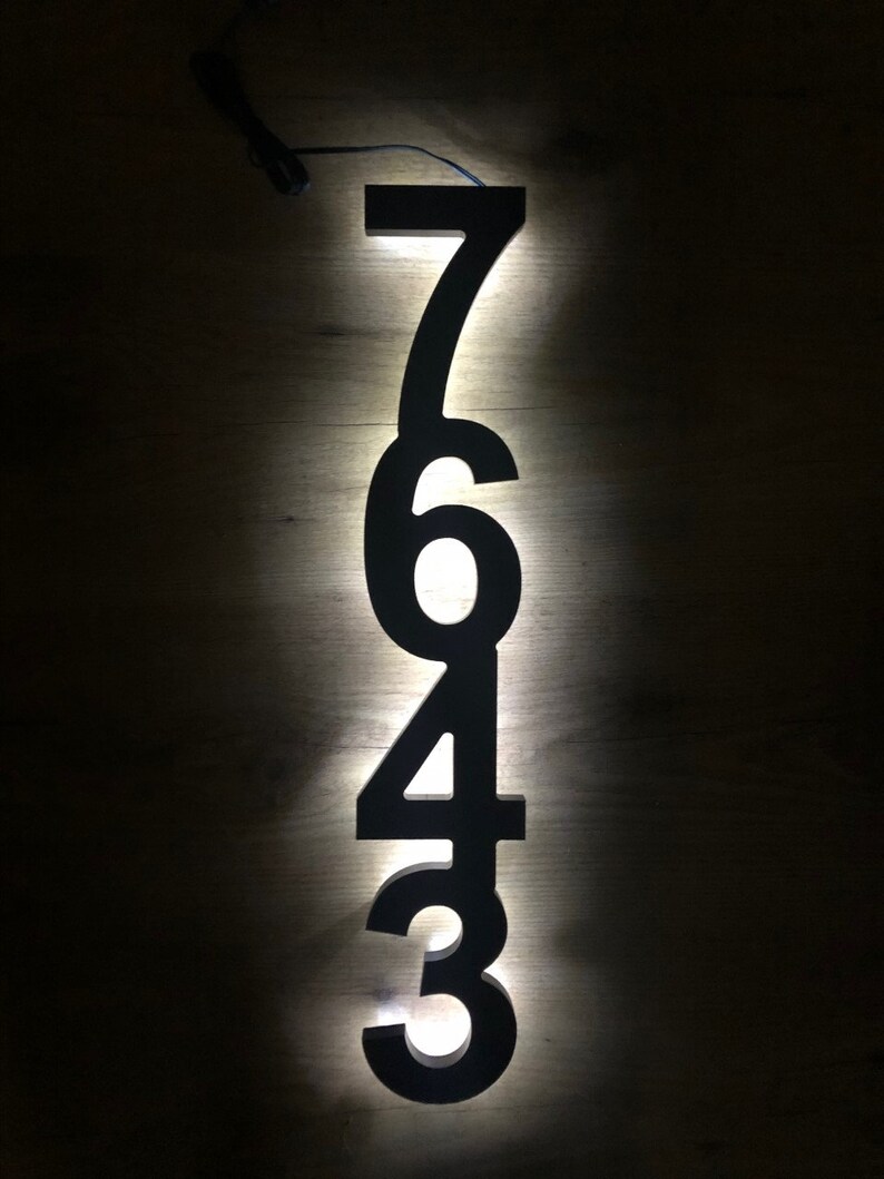 Solar LED Custom Backlit Signs Light up House Numbers Etsy