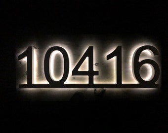 Details about   LED House Number Name Sign Black Metal Address Plaque 30 x 15 cm