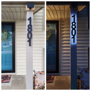 Número de casa con retroiluminación LED con energía solar, números de casa iluminados, señal de dirección. Muchos tamaños y fuentes. imagen 9