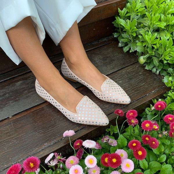 Handmade Pink Suede Ballerina Shoes, leather ballet flats, leather shoes, womens flats