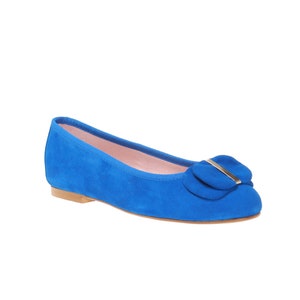 Handmade Blue Suede Ballerina Shoes, Ballet Flats, Leather Shoes image 4