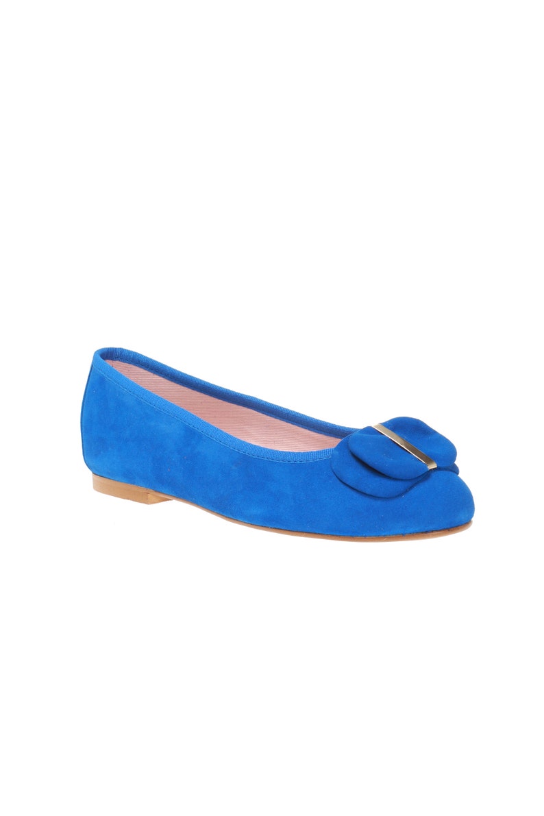 Handmade Blue Suede Ballerina Shoes, Ballet Flats, Leather Shoes image 4