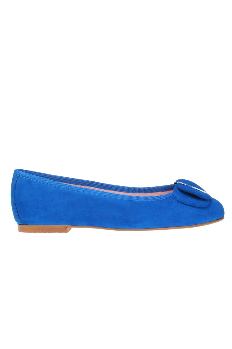 Handmade Blue Suede Ballerina Shoes, Ballet Flats, Leather Shoes image 5