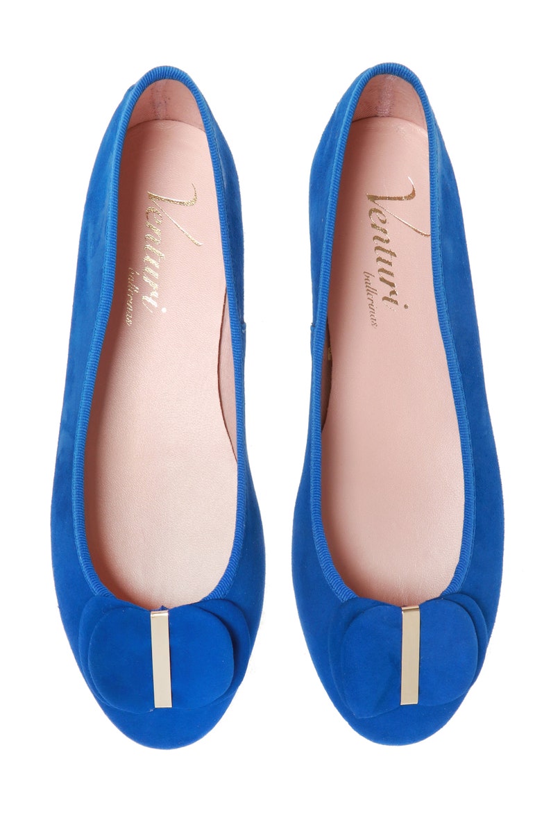 Handmade Blue Suede Ballerina Shoes, Ballet Flats, Leather Shoes image 6