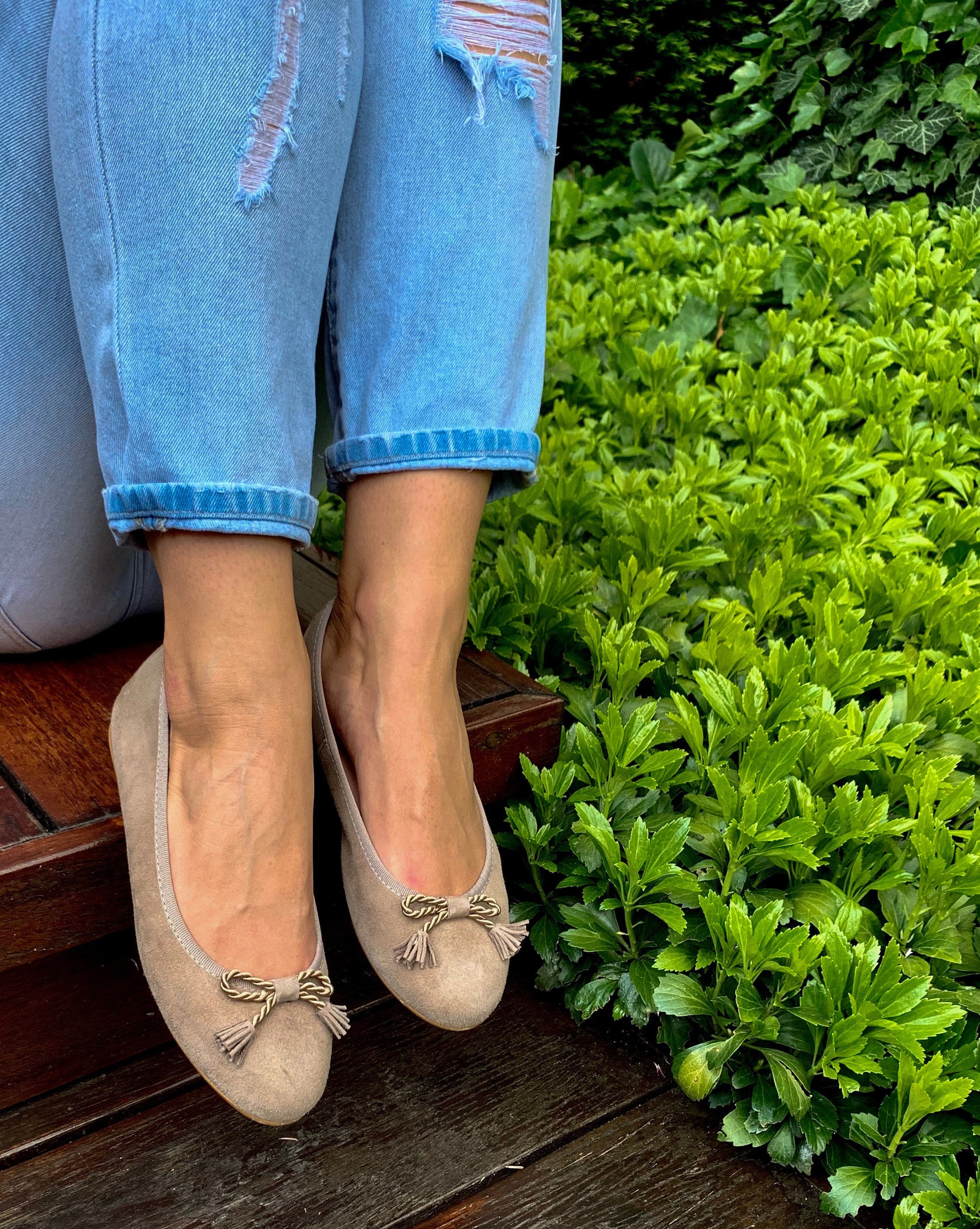 Handmade Beige Suede Ballerina Shoes Ballet Flats Leather Shoes