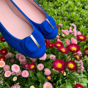 Handmade Blue Suede Ballerina Shoes, Ballet Flats, Leather Shoes image 3