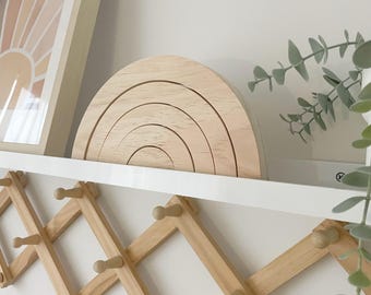 Rainbow Wooden Stacking, pine, baby, toddler, baby shower, gift