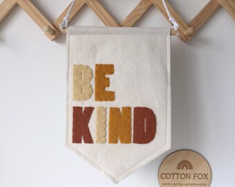 Guirnalda de fieltro "Sé amable", adorno de pared para dormitorio infantil, bandera arcoíris para guardería, "Sé amable"