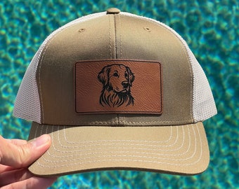 Golden Retriever Leatherette Patch on Trucker Hat