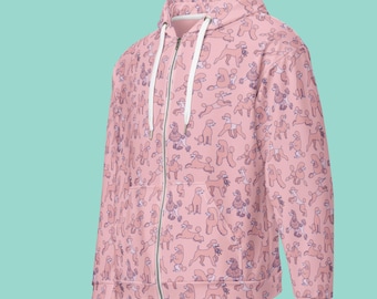 Poodle Power All over print Unisex zip hoodie (Custom Colors)