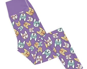 French Bulldog Leggings, French Bulldog Gifts, Cut and Sew Leggings XS-6XL Plus Size