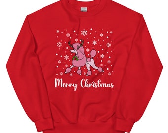 Christmas Poodle Reinderr Unisex Sweatshirt