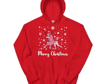 Christmas Poodle Reindeer Unisex Hoodie