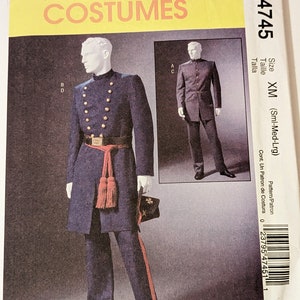 McCalls Costumes M4745 Mens Civil War Costume Sewing Pattern Size XM Small Med Lrg