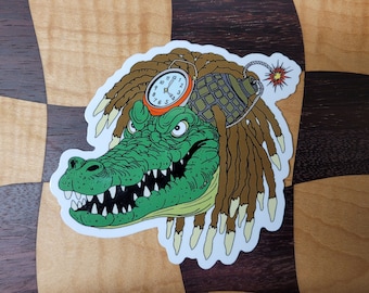 Timebomb (old 97's) Greasy Gator- Kitchen Dwellers - 4x4 die cut sticker . Weather and UV resistant decal