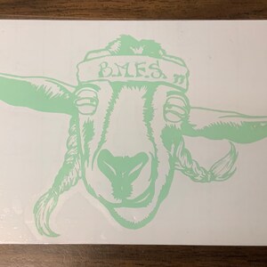 Billy Strings - Sober Goat BMFS GLOW (teal) vinyl car decal/water bottle/laptop sticker 5.5in x 3.5in . Weatherproof vinyl.