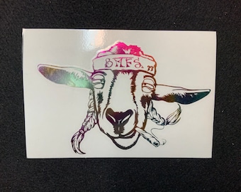 Billy Strings - Toasted Goat BMFS holo tie dye (shinny) vinyl car decal/water bottle/laptop sticker 5.5in x 3.5in . Weatherproof vinyl