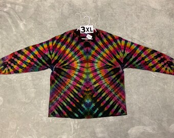 3XL Long Sleeve Reverse Ice Dye/Tie Dye shirt Gildan 100% cotton - from Toasted Goat Treasures