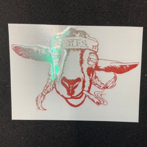 Billy Strings - Toasted Goat BMFS holo rose (shinny opal) vinyl car decal/water bottle/laptop sticker 5.5in x 3.5in . Weatherproof vinyl.