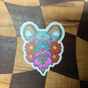 Billy Strings - Red Daisy Toasted Goat/Smoken Goat 3x2 die cut sticker . Weather and UV resistant decal Sam G & Christopher R Collab.