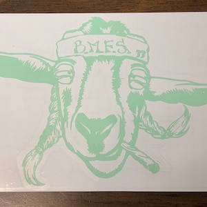 Billy Strings - Toasted Goat BMFS GLOW (teal) vinyl car decal/water bottle/laptop sticker 5.5in x 3.5in . Weatherproof vinyl.