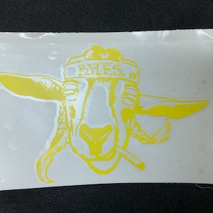 Billy Strings - Toasted Goat BMFS Yellow vinyl car decal/water bottle/laptop sticker 5.5in x 3.5in . Weatherproof orical 651 vinyl.