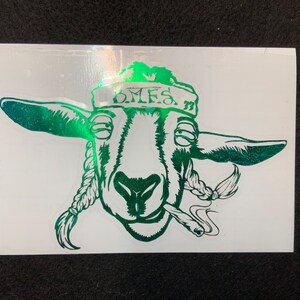 Billy Strings - Toasted Goat BMFS holo green (shinny) vinyl car decal/water bottle/laptop sticker 5.5in x 3.5in . Weatherproof vinyl.