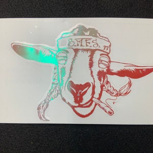 Billy Strings - Toasted Goat BMFS holo rose (matte opal) vinyl car decal/water bottle/laptop sticker 5.5in x 3.5in . Weatherproof vinyl.